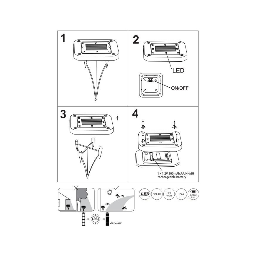 Globo - CONJUNTO 2x Luzes solares LED LED/0,8W/1,2V IP44 300 mAh