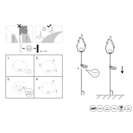 Globo - Iluminação solar LED LED/0,04W/3V IP44