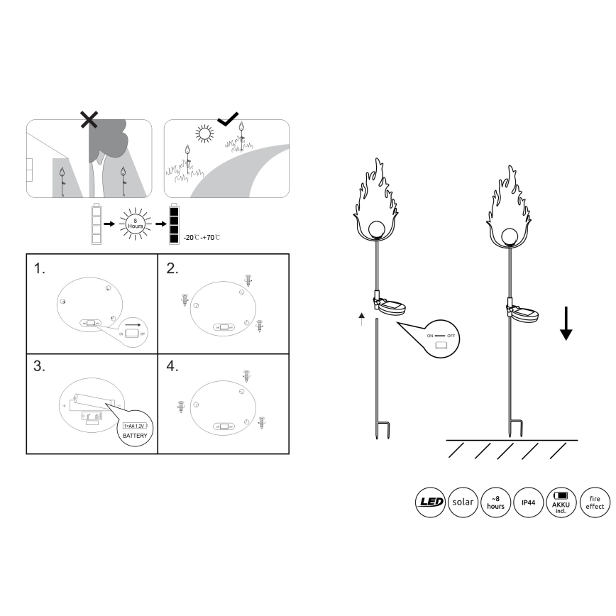 Globo - Iluminação solar LED LED/0,04W/3V IP44