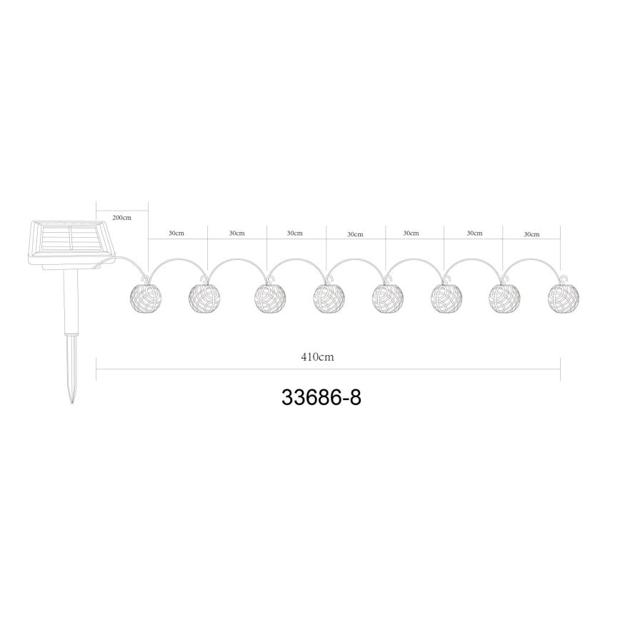 Globo - Corrente solar LED decorativa 98xLED/0,1W/3V 410 cm IP44