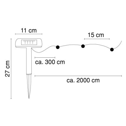 Globo - Corrente solar LED 20 m 120xLED/2,4V 2xAAA IP44