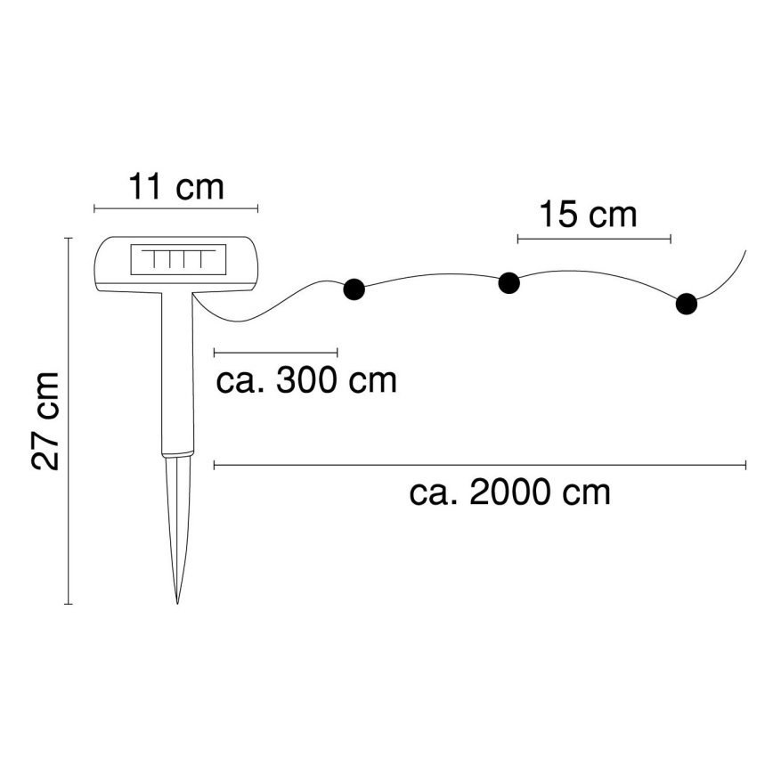 Globo - Corrente solar LED 20 m 120xLED/2,4V 2xAAA IP44