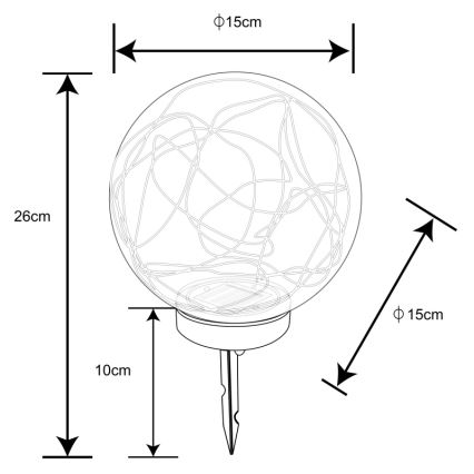Globo - Iluminação solar LED 20xLED/0,06W/1,2V diâmetro 15 cm IP44