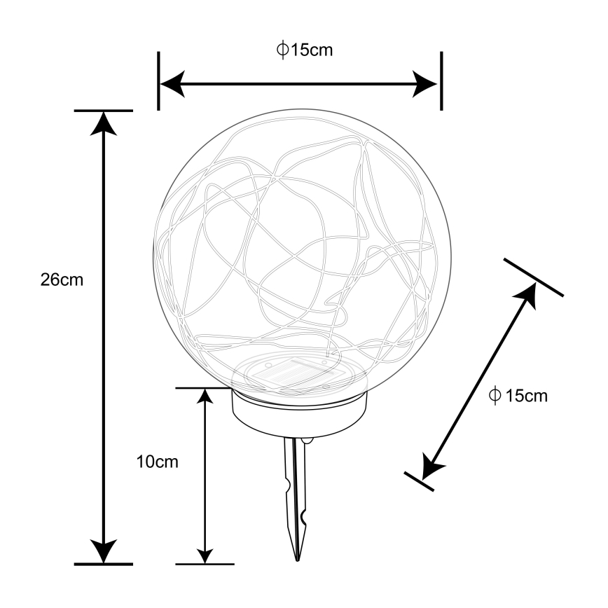 Globo - Iluminação solar LED 20xLED/0,06W/1,2V diâmetro 15 cm IP44