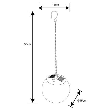 Globo - Candelabro solar LED com corrente 20xLED/0,06W/1,2V diâmetro 15 cm IP44