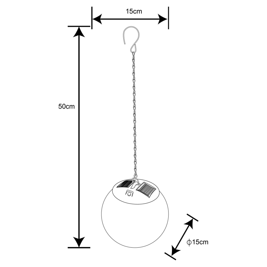 Globo - Candelabro solar LED com corrente 20xLED/0,06W/1,2V diâmetro 15 cm IP44