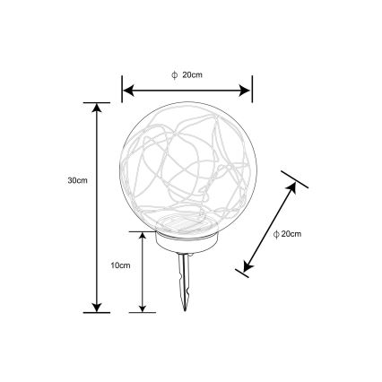 Globo - Iluminação solar LED 30xLED/0,06W/1,2V diâmetro 20 cm IP44