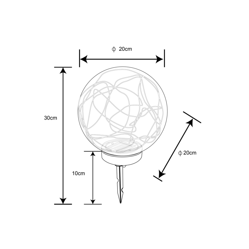 Globo - Iluminação solar LED 30xLED/0,06W/1,2V diâmetro 20 cm IP44