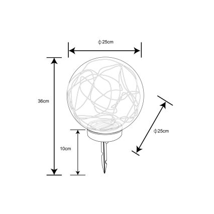 Globo - Iluminação solar 40xLED/0,06W/1,2V d. 25 cm IP44