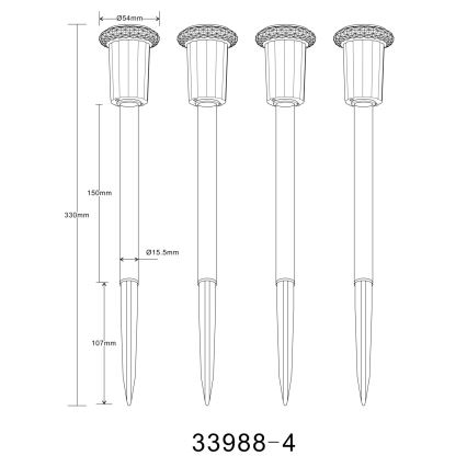 Globo - CONJUNTO 4x Luzes solares LED LED/0,06W/1,2V IP44 100 mAh