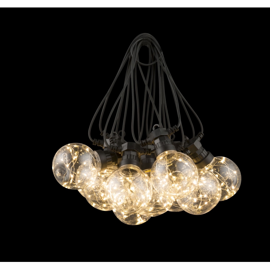 Globo - Corrente decorativa exterior LED 10xLED/0,27W/230V 7,5 m IP44 preto