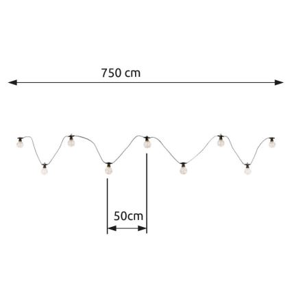 Globo - Corrente decorativa exterior LED 10xLED/0,27W/230V 7,5 m IP44 preto