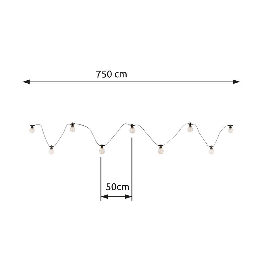 Globo - Corrente decorativa exterior LED 10xLED/0,27W/230V 7,5 m IP44 preto