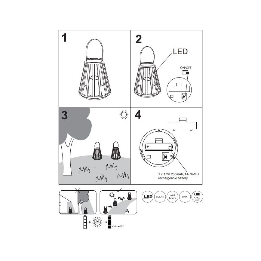 Globo - Iluminação solar LED LED/0,06W/3V 3200K IP44