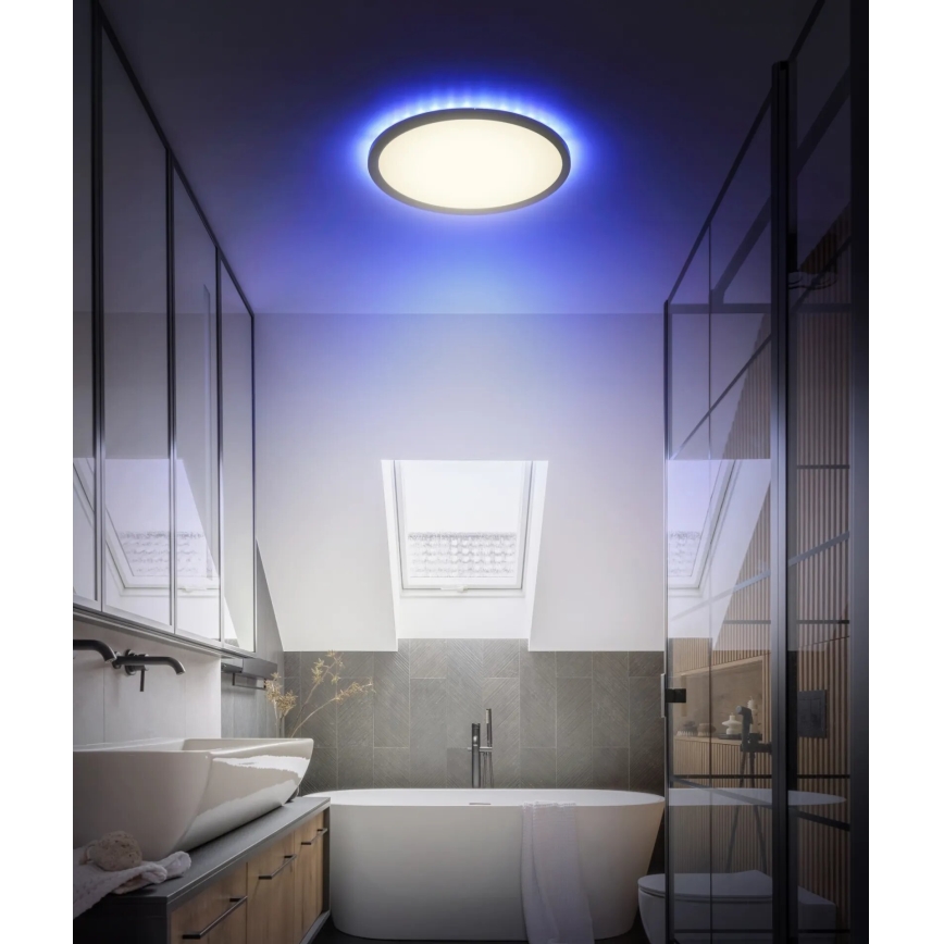 Globo - LED RGB Iluminação de teto para casa de banho com regulação LED/18W/230V 3000-6000K + comando IP44 preto
