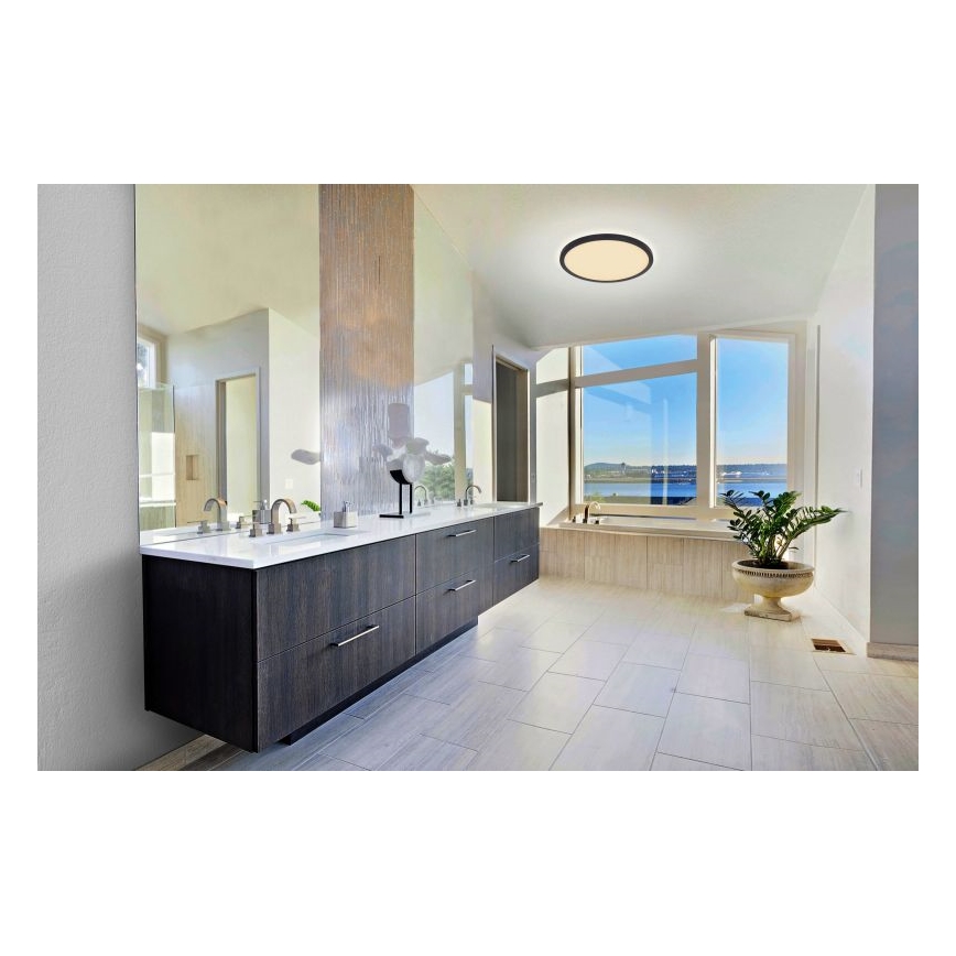 Globo - Iluminação de teto de casa de banho LED com regulação LED/24W/230V diâmetro 42 cm IP44 preto