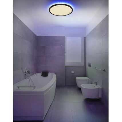 Globo - Iluminação de teto LED RGB para casa de banho com regulação LED/21W/230V 3000-6000K + comando IP44 preto