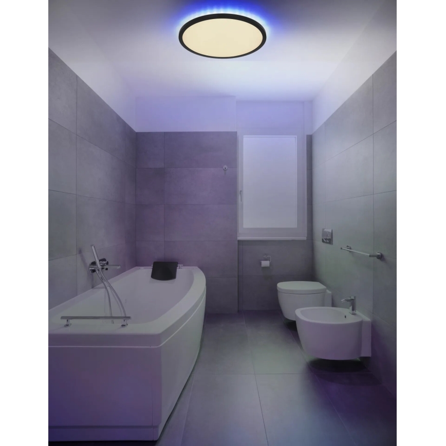 Globo - Iluminação de teto LED RGB para casa de banho com regulação LED/21W/230V 3000-6000K + comando IP44 preto