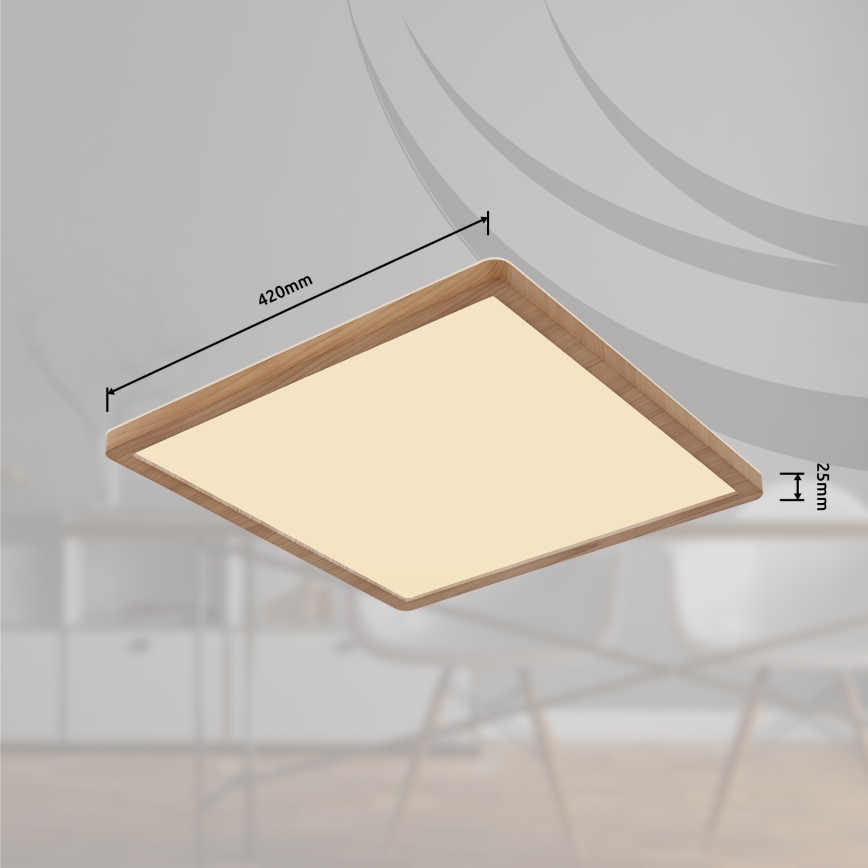 Globo - Iluminação de teto de casa de banho LED com regulação LED/24W/230V 42x42 cm IP44 castanho