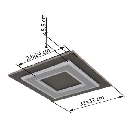 Globo - Iluminação de teto LED LED/24W/230V 3000K 32x32 cm antracite