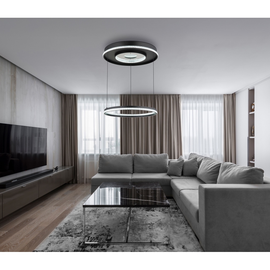 Globo - Candeeiro suspenso LED com regulação LED/54W/230V 2700-6500K diâmetro 60 cm preto + comando