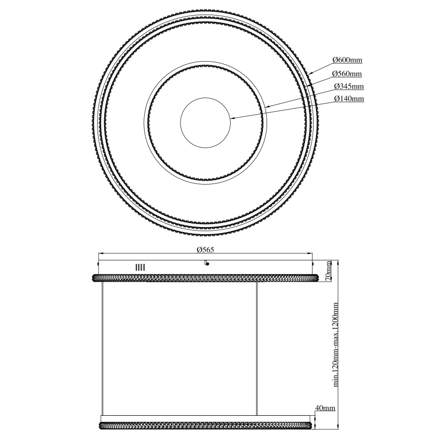 Globo - Candeeiro suspenso LED com regulação LED/54W/230V 2700-6500K diâmetro 60 cm preto + comando