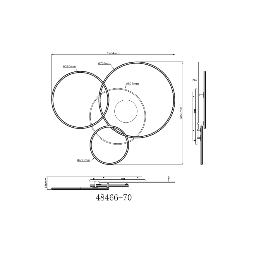 Globo - Luminária de teto LED dimmerizável LED/70W/230V 2700-6500K dourada + controlo remoto