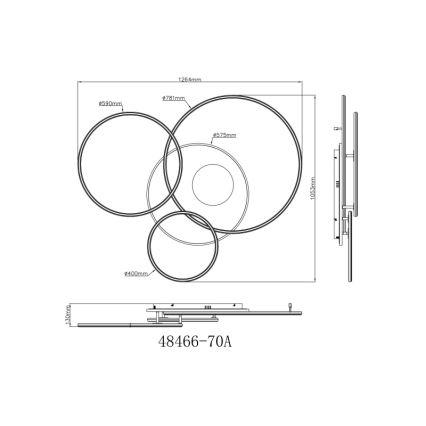 Globo - Luminária de teto LED dimmerizável LED/70W/230V 2700-6500K cromo fosco + controlo remoto