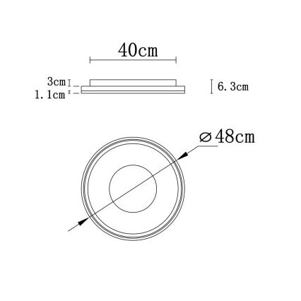 Globo - Iluminação de teto LED com regulação LED/48W/230V 2700-6000K diâmetro 48 cm + comando