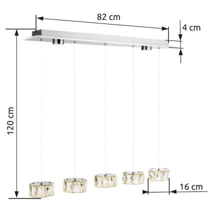 Globo - Candeeiro suspenso LED LED/52W/230V 4000K cromado brilhante/transparente