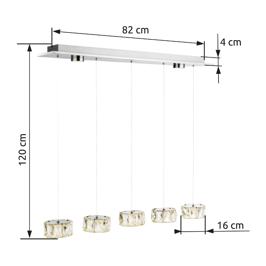 Globo - Candeeiro suspenso LED LED/52W/230V 4000K cromado brilhante/transparente