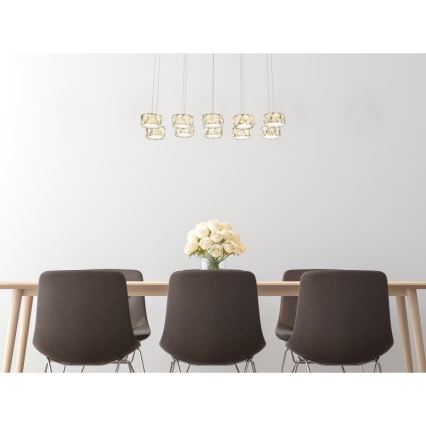 Globo - Candeeiro suspenso LED LED/92W/230V 4000K cromado brilhante/transparente