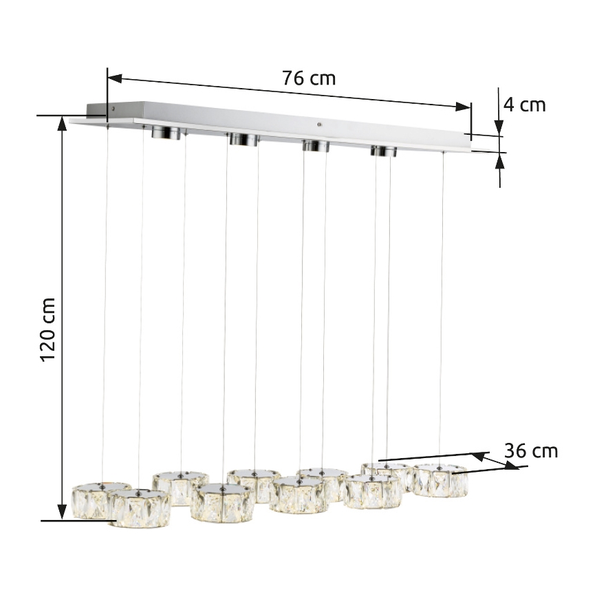 Globo - Candeeiro suspenso LED LED/92W/230V 4000K cromado brilhante/transparente
