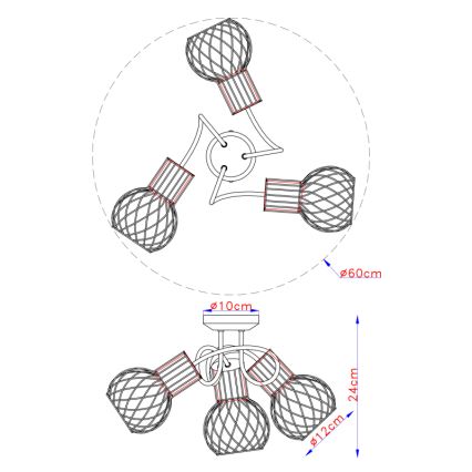 Globo - Candelabro integrado 3xE27/40W/230V