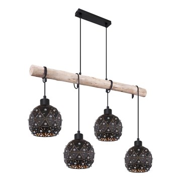 Globo 54029-4H - Lustre em cabo JODIE 4xE27/40W/230V bege/preto