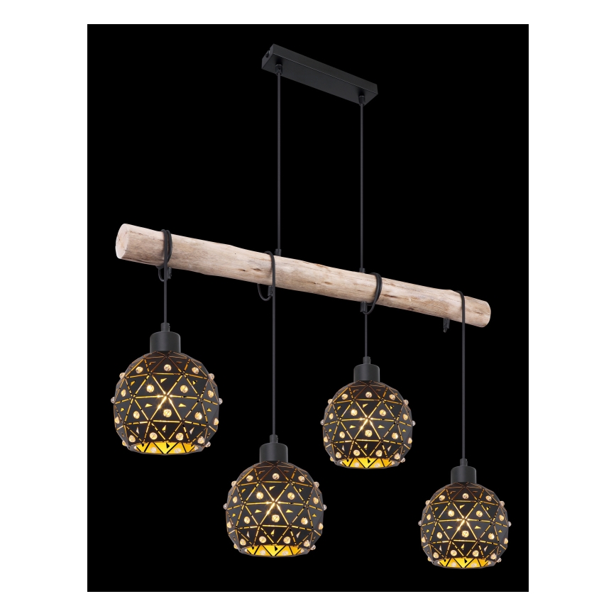 Globo 54029-4H - Lustre em cabo JODIE 4xE27/40W/230V bege/preto
