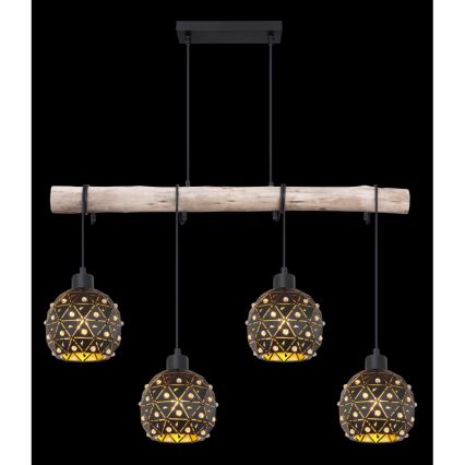Globo 54029-4H - Lustre em cabo JODIE 4xE27/40W/230V bege/preto