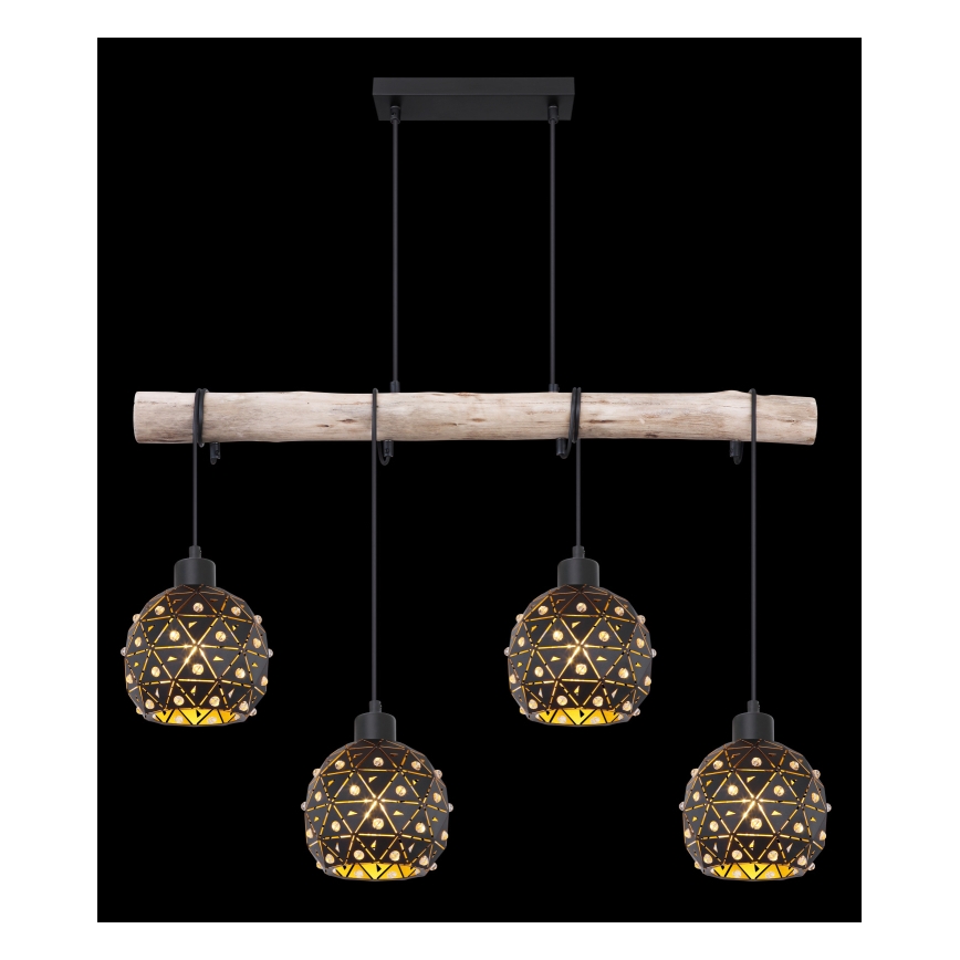 Globo 54029-4H - Lustre em cabo JODIE 4xE27/40W/230V bege/preto