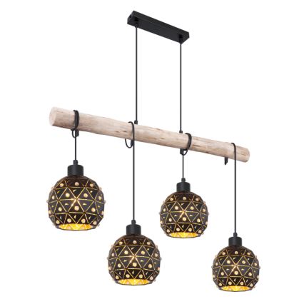 Globo 54029-4H - Lustre em cabo JODIE 4xE27/40W/230V bege/preto