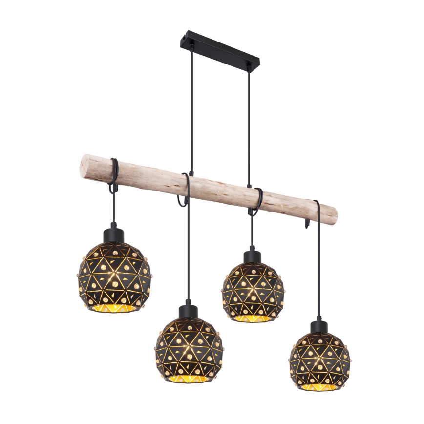 Globo 54029-4H - Lustre em cabo JODIE 4xE27/40W/230V bege/preto