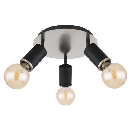 Globo - Foco 3xE27/60W/230V madeira preta