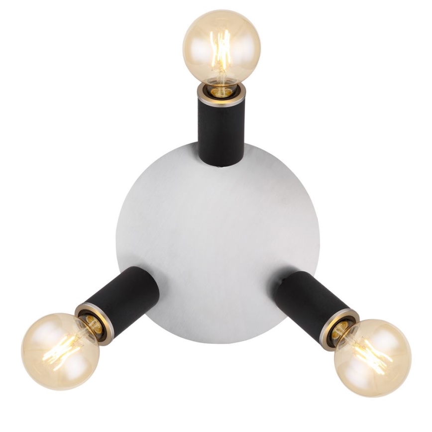 Globo - Foco 3xE27/60W/230V madeira preta