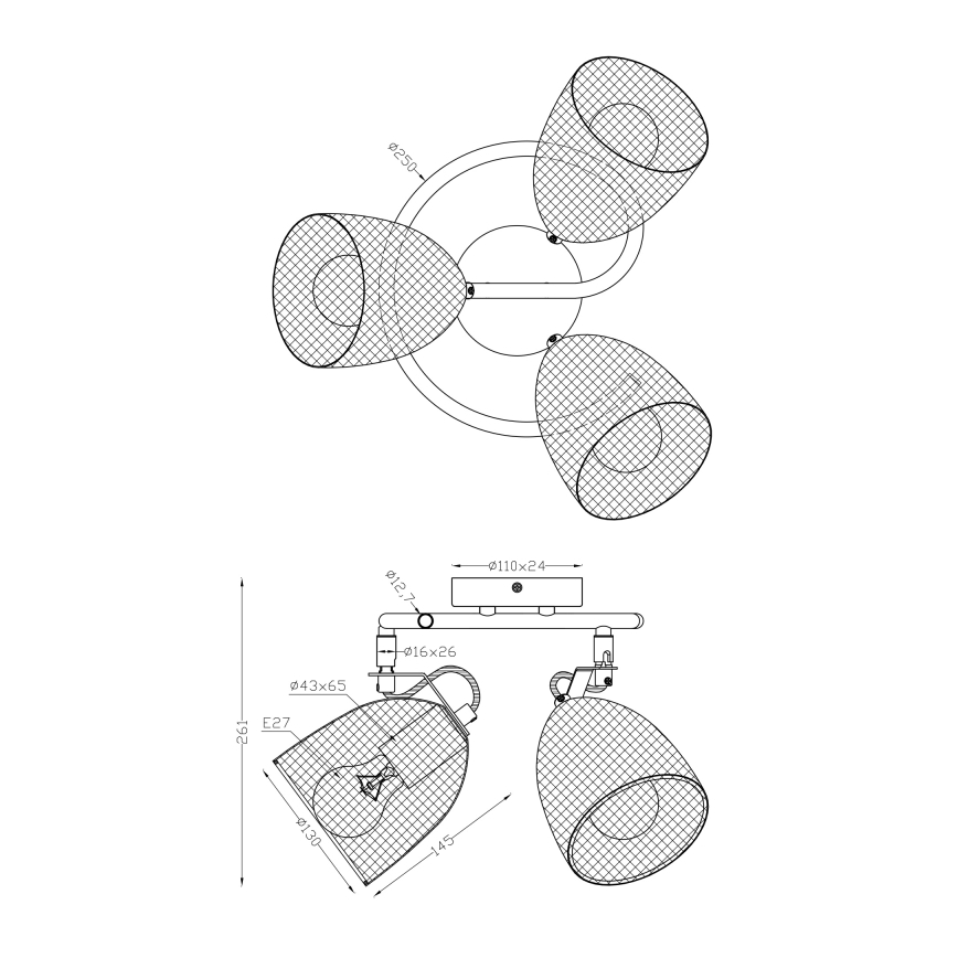 Globo - Foco 3xE27/60W/230V