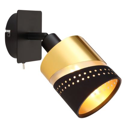 Globo - Foco de parede 1xE14/25W/230V preto/dourado