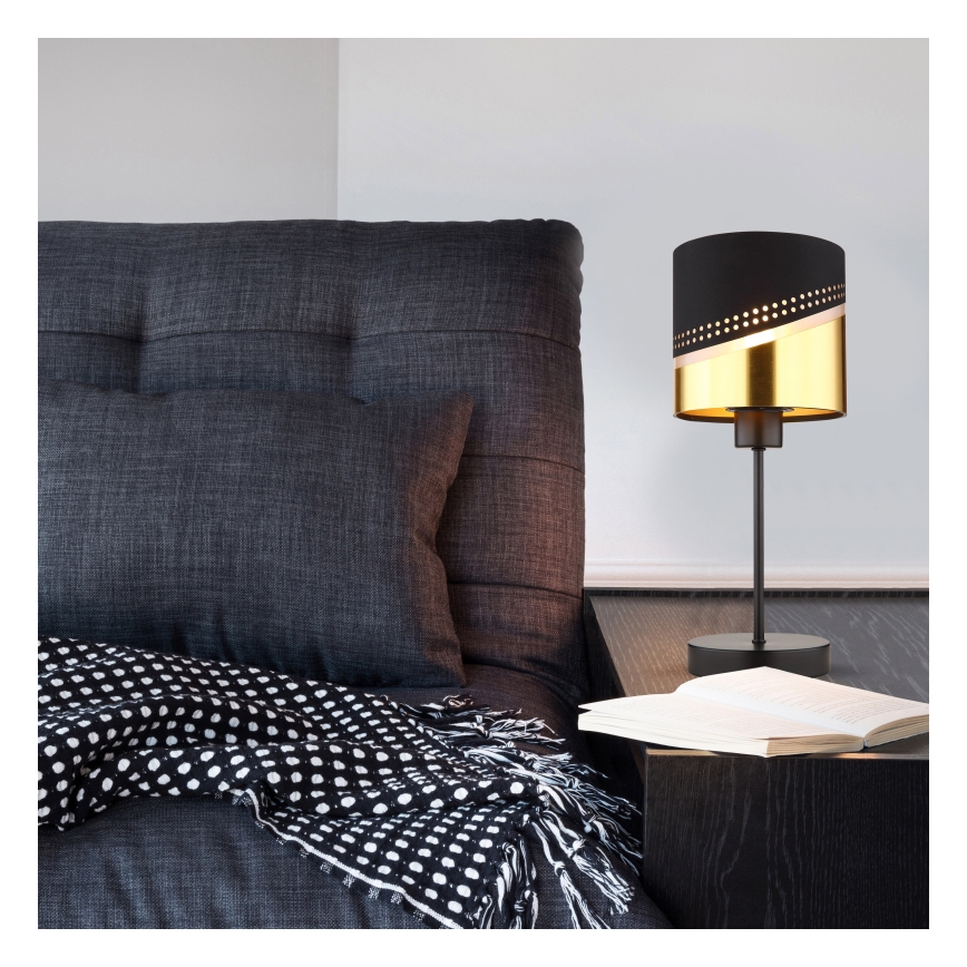 Globo - Candeeiro de mesa 1xE27/40W/230V diâmetro 16 cm preto/dourado