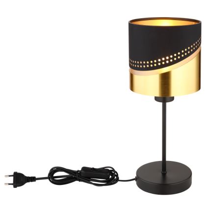 Globo - Candeeiro de mesa 1xE27/40W/230V diâmetro 16 cm preto/dourado