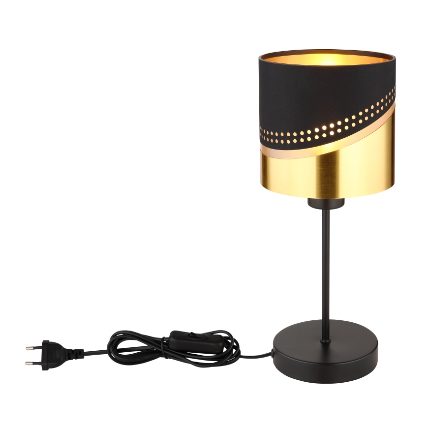 Globo - Candeeiro de mesa 1xE27/40W/230V diâmetro 16 cm preto/dourado
