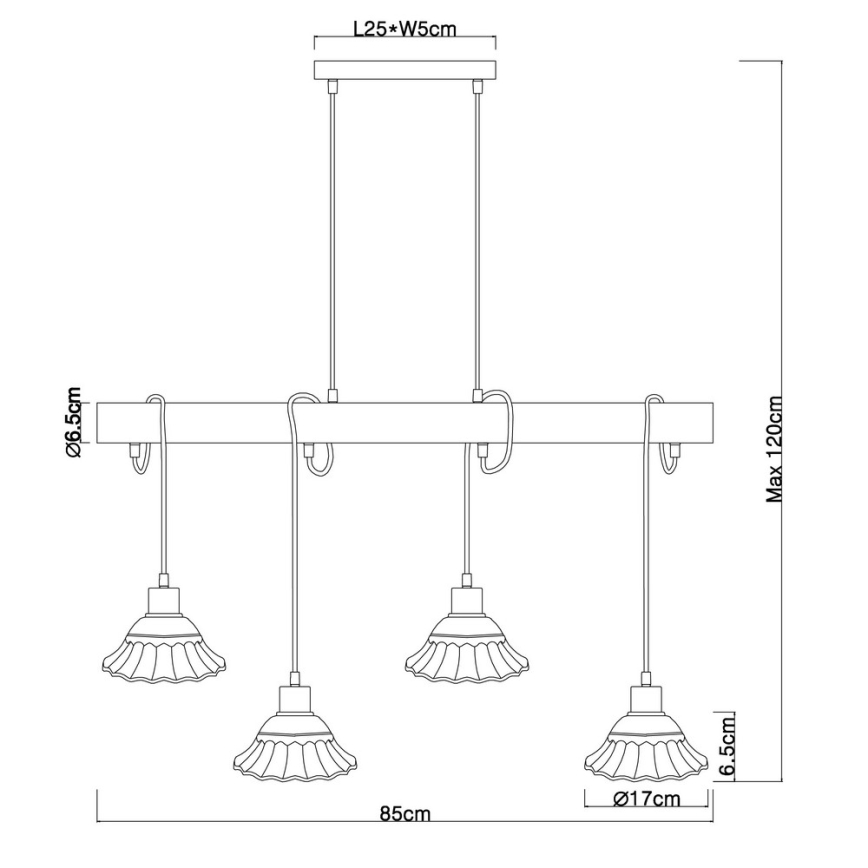 Globo - Candelabro num fio 4xE27/40W/230V