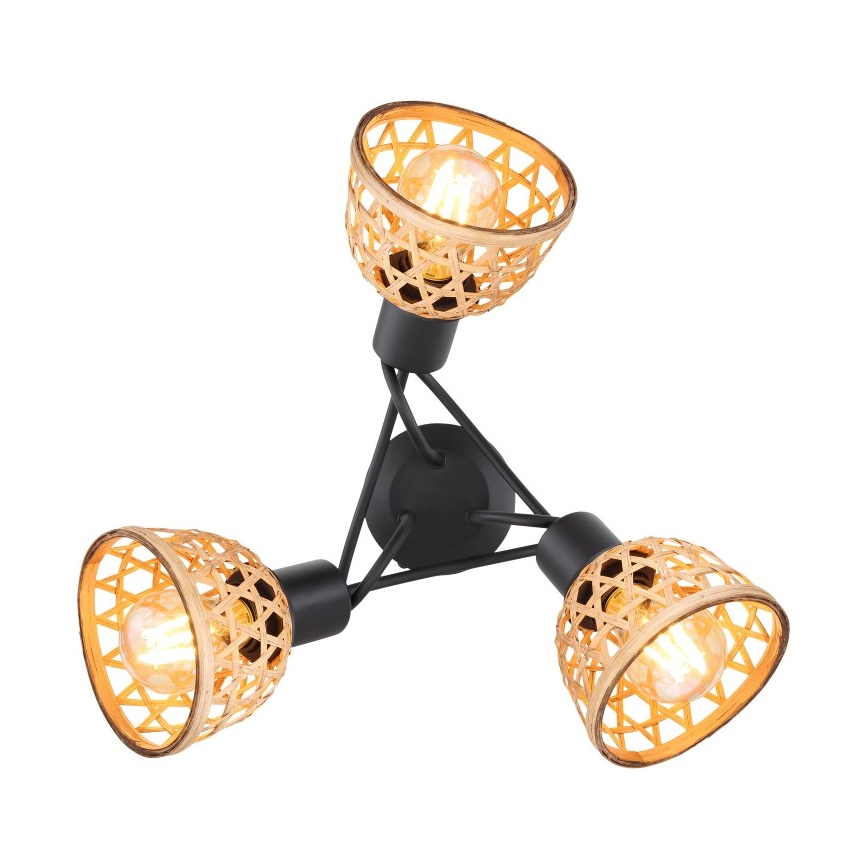 Globo - Candelabro integrado 3xE27/15W/230V bambu