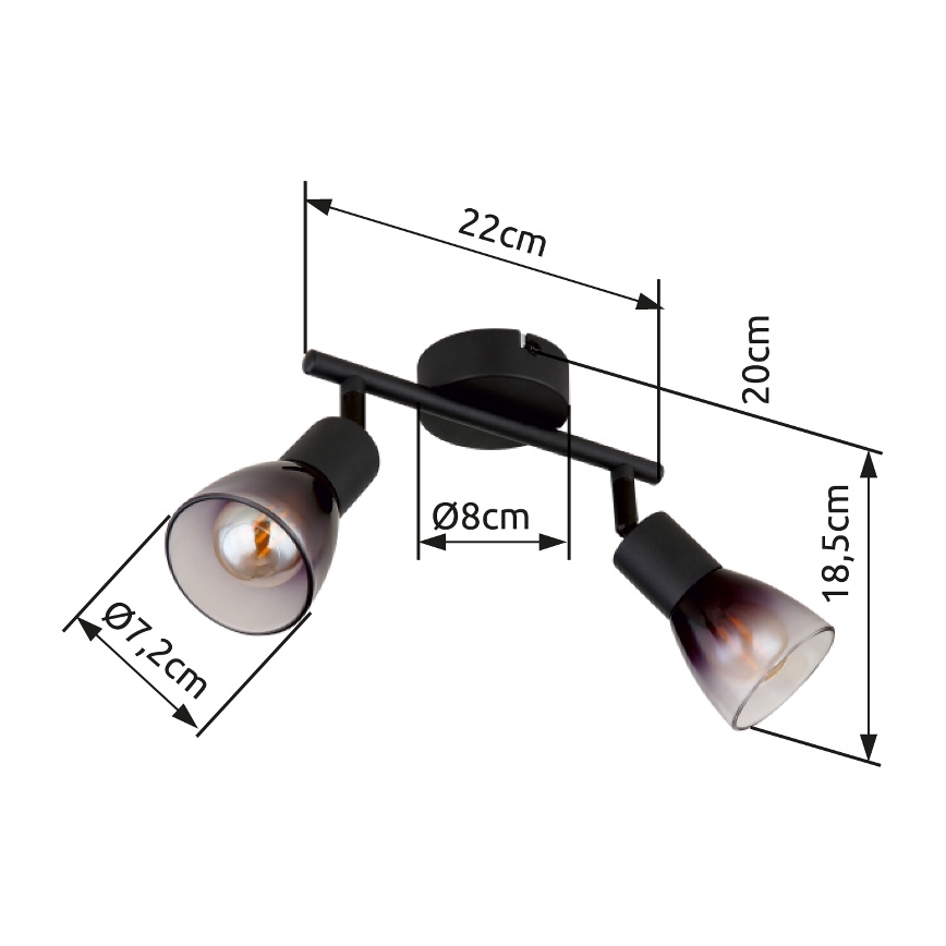 Globo - Foco 2xE14/25W/230V preto
